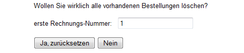 Bestellungen zurücksetzen