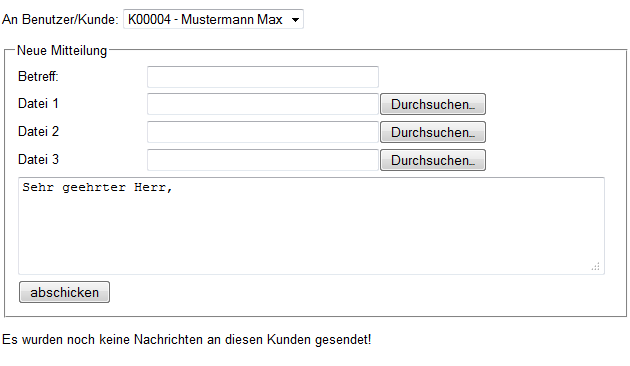 Eine Mitteilung an einen Kunden schreiben